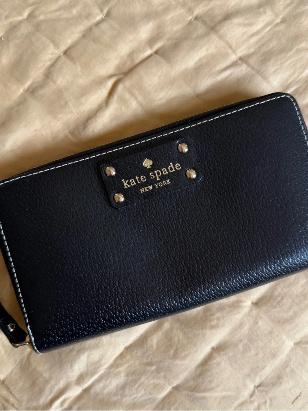 Kate Spade Black Pebbled Leather Satchel with Crossbody Strap & Wallet